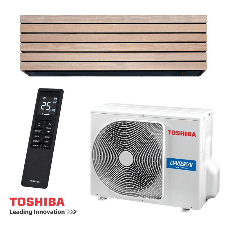 klimatik-toshiba-ras-13s4kvdg-e-ras-b13s4avpg-e-wifi-13-000-btu-daiseikai-13-wood Климатик Toshiba RAS-B13S4KVDG-E/RAS-13S4AVPG-E, WIFI, 13 000 BTU, Daiseikai 10, WOOD - Image 1